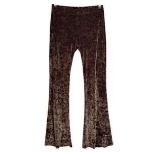 Deborah Viereck Ribbed Velour Pants L Copper Black Stripe Y2K Bell Bottom Flare